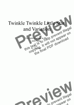 page one of Twinkle Twinkle Little Star and Variation for Clarinet in Bb and Piano