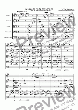 page one of Beethoven: A Second Suite for Strings  I Allegro