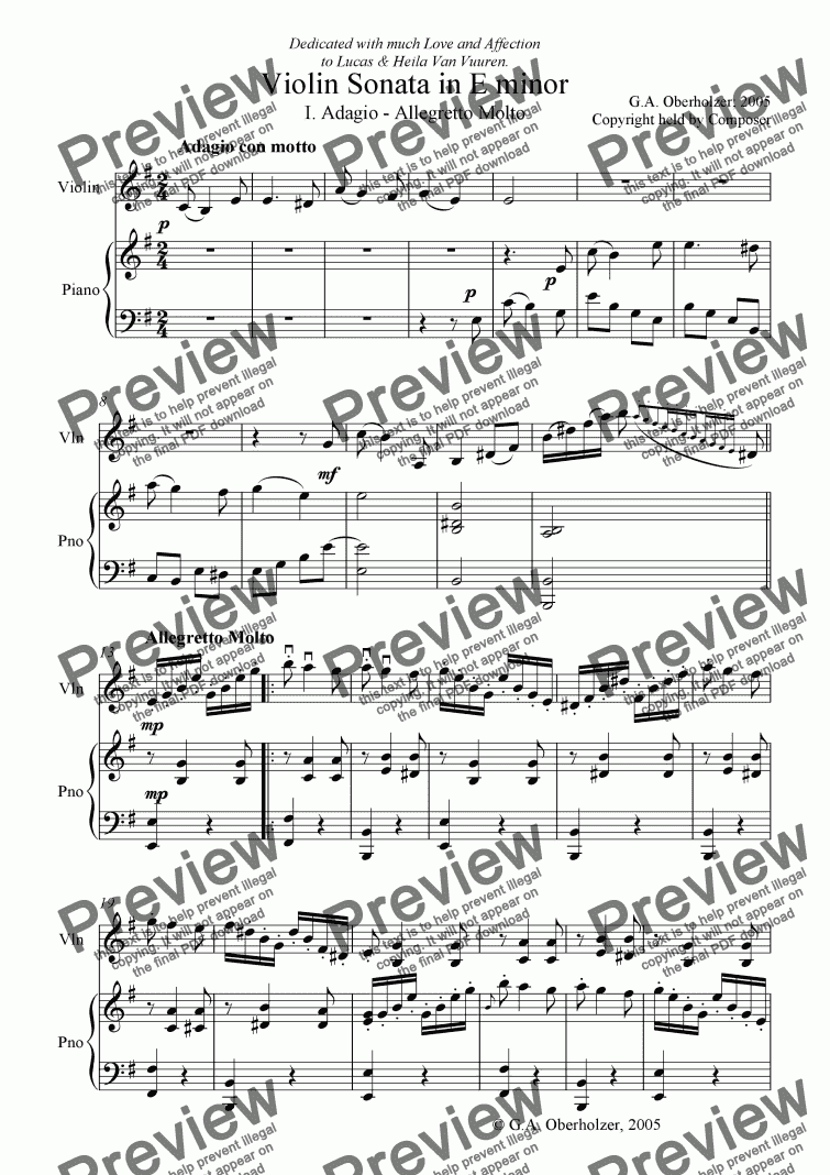 Violin Sonata In E Minor Download Sheet Music Pdf File