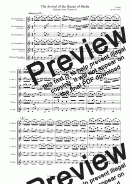 page one of Arrival of the Queen of Sheba (Saxophone Sextet)