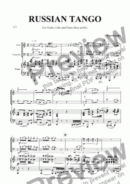 page one of "A Russian Tango" for violin, cello and piano