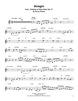 page one of Airegin (Alto Sax Transcription)