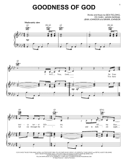 page one of Goodness Of God (Piano, Vocal & Guitar Chords (Right-Hand Melody))