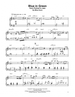 page one of Blue In Green (Piano Solo)