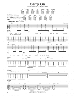 page one of Carry On (Guitar Cheat Sheet)