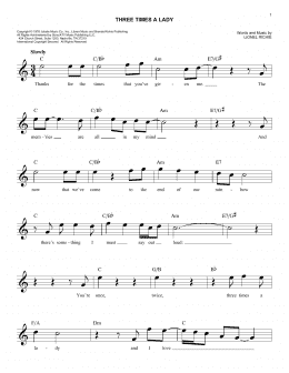 page one of Three Times A Lady (Easy Lead Sheet / Fake Book)