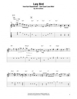 page one of Lazy Bird (Electric Guitar Transcription)