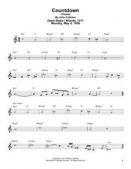 page one of Countdown (Tenor Sax Transcription)