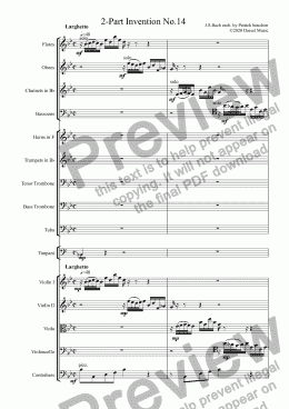 page one of J.S.Bach 2-Part Invention No.14 in B flat