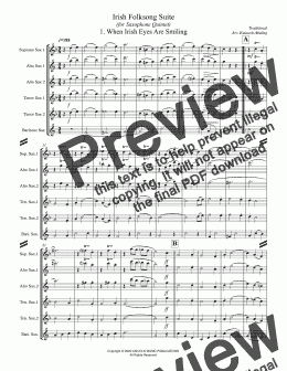 page one of Irish Folksong Suite (for Saxophone Quintet)