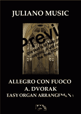 page one of ALLEGRO CON FUOCO (EASY ORGAN - C VERSION) - A. DVORAK