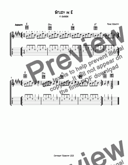 page one of Study in E ( 4 chords )