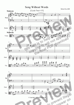 page one of Song Without Words  [ Cycle Two # 37 ] [ Harp, Guitar, and Viola]