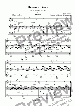 page one of Four Romantic Pieces For Flute and Piano