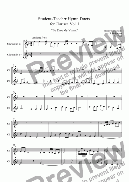 page one of Student - Teacher Hymn Duets for Clarinet  Vol. I