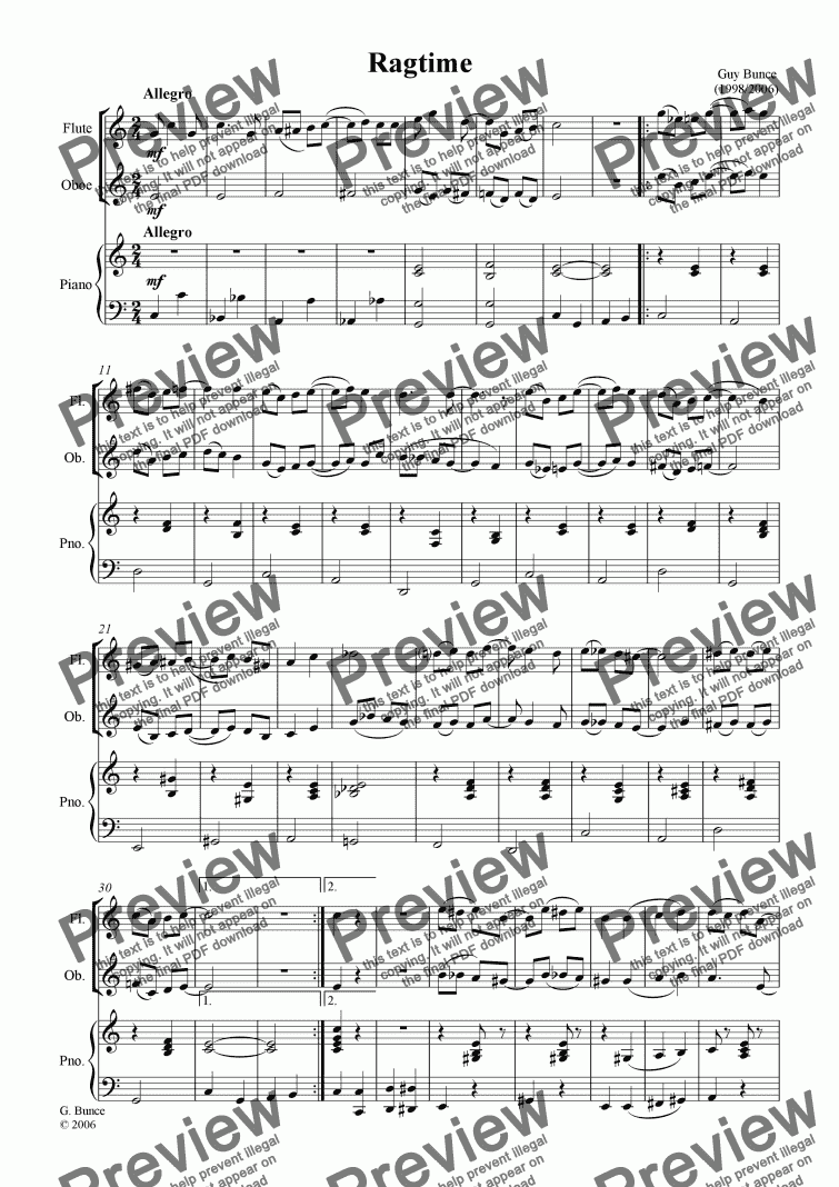 intermediate ragtime piano sheet music