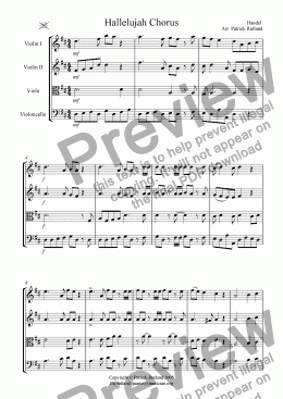 page one of Hallelujah Chorus from The Messiah Handel for String Quartet