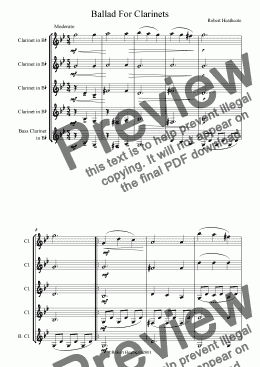 page one of Ballad For Clarinets