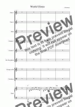 page one of Wistful Glance - arrangement for training Wind Band