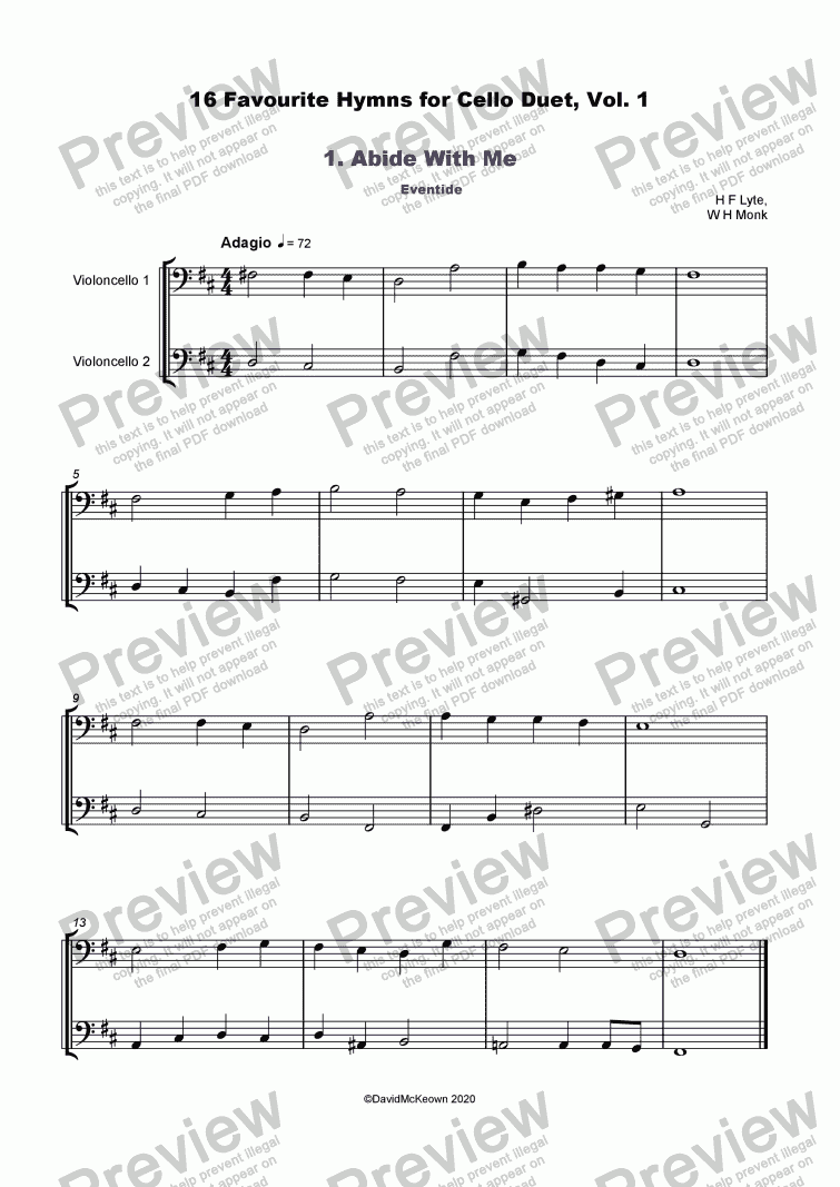 16 Favourite Hymns Vol1 For Cello Duet Download Sheet Music Pdf 