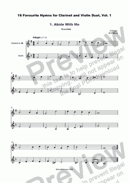 page one of 16 Favourite Hymns Vol.1 for Clarinet and Violin Duet