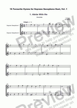 page one of 16 Favourite Hymns Vol.1 for Soprano Saxophone Duet