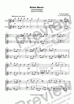 page one of Bridal March, "Here Comes the Bride", for Flute Duet