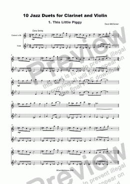 page one of 10 Jazz Duets for Clarinet and Violin