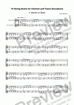 page one of 10 Swing Duets for Clarinet and Tenor Saxophone