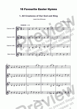 page one of 16 Favourite Easter Hymns for Clarinet Quartet or Choir