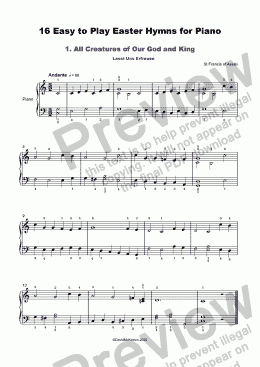 page one of 16 Easy to Play Easter Hymns for Piano