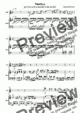 page one of Brooks-Davies: Tarantella (No 3 of Four Old-Style Miniatures for oboe and piano)