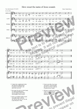page one of How sweet the name of Jesus sounds (SATB)
