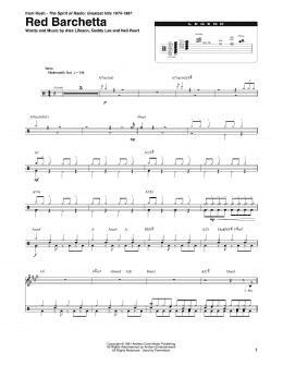 page one of Red Barchetta (Drums Transcription)