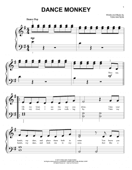 page one of Dance Monkey (Big Note Piano)