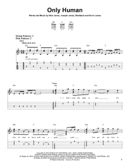 page one of Only Human (Easy Guitar Tab)