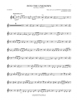 page one of Into The Unknown (from Disney's Frozen 2) (Clarinet Solo)