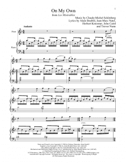 page one of On My Own (from Les Miserables) (Flute and Piano)