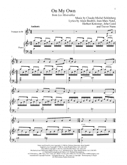 page one of On My Own (from Les Miserables) (Trumpet and Piano)