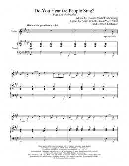 page one of Do You Hear The People Sing? (from Les Miserables) (Violin and Piano)