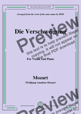 page one of Mozart-Die verschweigung,for Violin and Piano