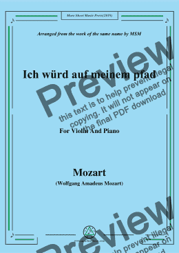 page one of Mozart-Ich würd auf meinem pfad,for Violin and Piano