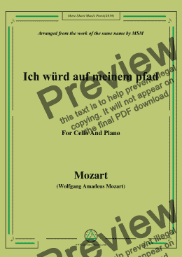 page one of Mozart-Ich würd auf meinem pfad,for Cello and Piano