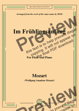 page one of Mozart-Im frühlingsanfang,for Flute and Piano