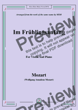 page one of Mozart-Im frühlingsanfang,for Violin and Piano