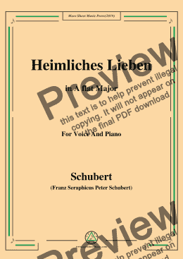 page one of Schubert-Heimliches Lieben,Op.106 No.1,in A flat Major,for Voice&Piano