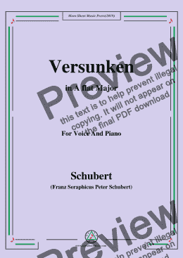 page one of Schubert-Versunken,in A flat Major,for Voice&Piano