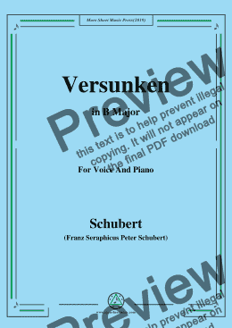 page one of Schubert-Versunken,in B Major,for Voice&Piano