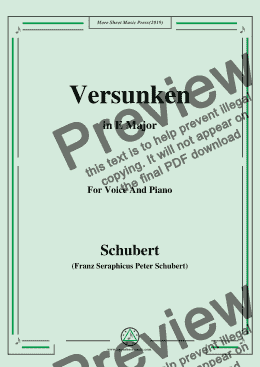 page one of Schubert-Versunken,in E Major,for Voice&Piano