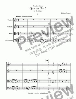 page one of String Quartet No. 3 in G Minor